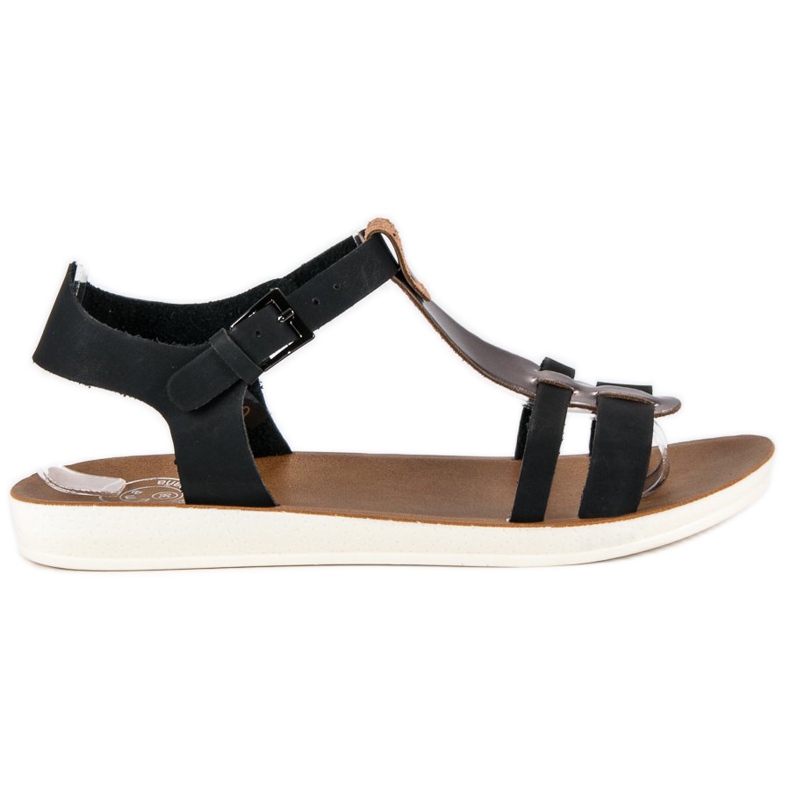 Sandálias presas com fivela preto castanho Sandálias presas com fivela preto castanho