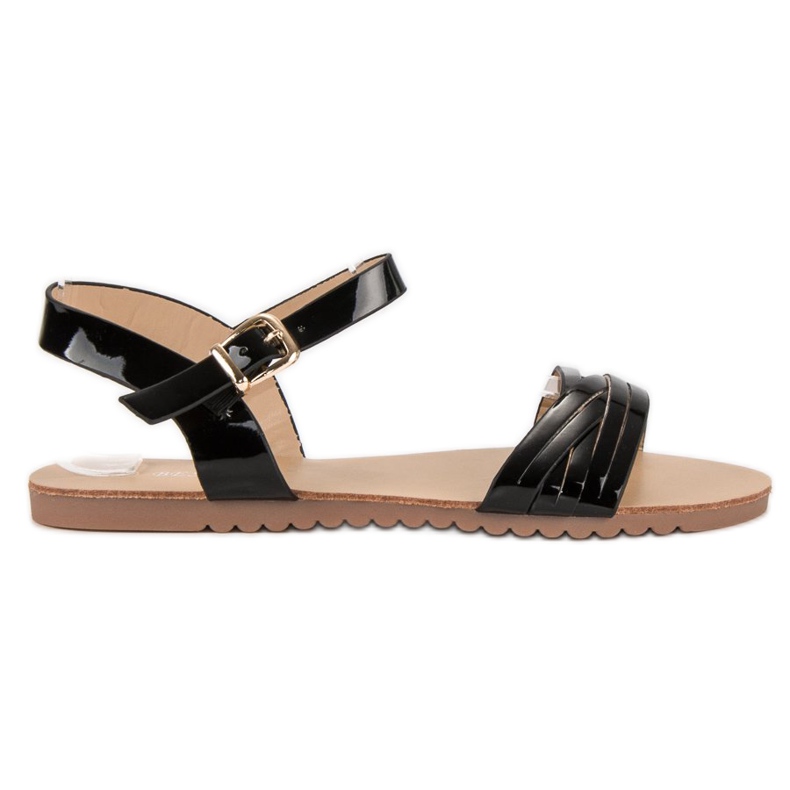 Bestelle sandálias pretas de verniz preto