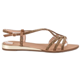 Sandálias decorativas de camelo castanho