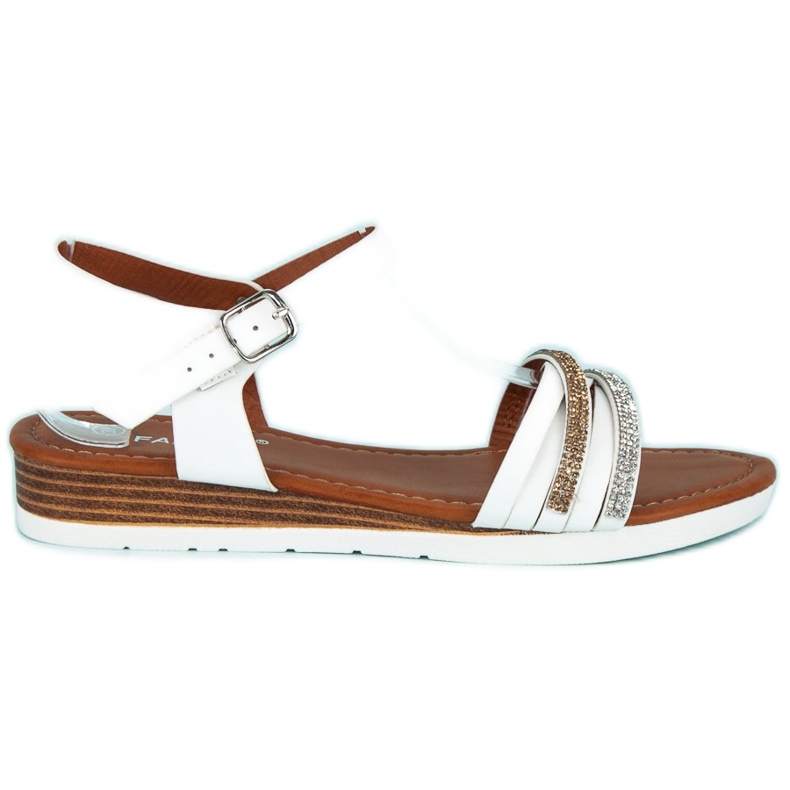 Fama Sandálias de salto baixo branco