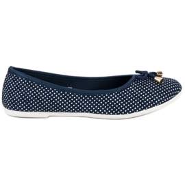 Bailarinas têxteis com bolinhas branco azul marinho Bailarinas têxteis com bolinhas branco azul marinho