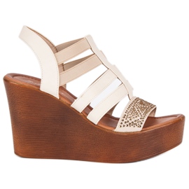 Renda Sandálias de cunha leve marrom