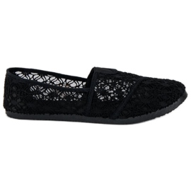 Bailarinas de renda preta preto