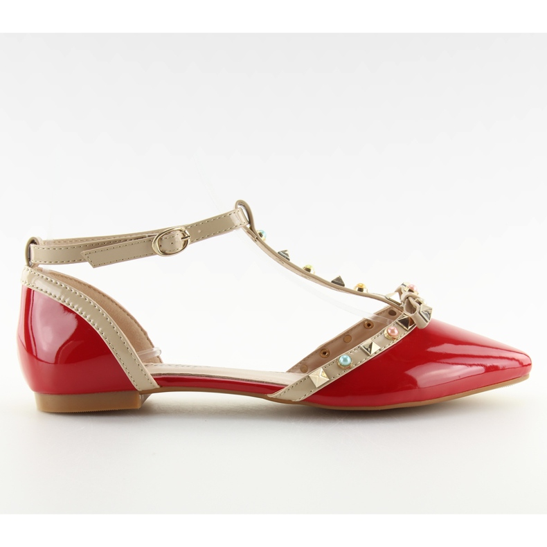 Bailarinas com tachas vermelhas DM29P vermelho