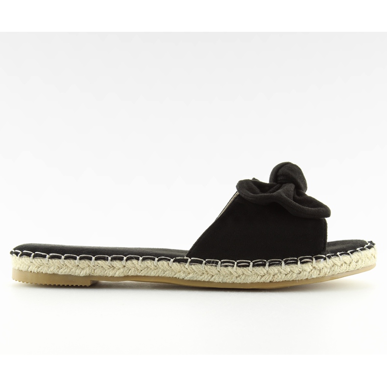 Pantufas pretas 8758 pretas com laço preto Pantufas pretas 8758 pretas com laço preto