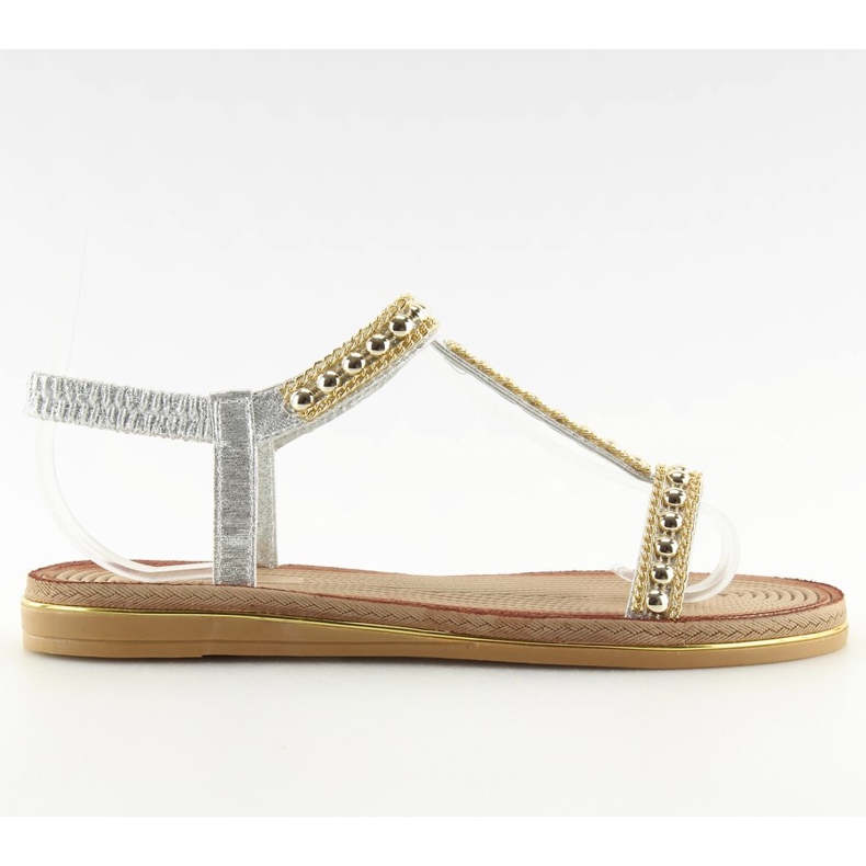 Sandálias femininas prateadas S37-san Silver cinza