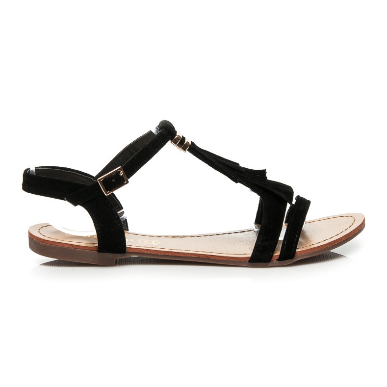 Queen Vivi Sandálias com Franjas preto