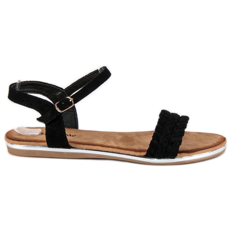 Super Me Sandálias rasas de camurça preto