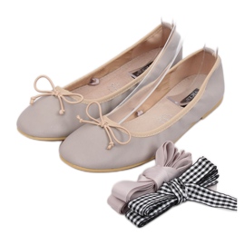 Bailarinas com fita dupla 1193 Cinza