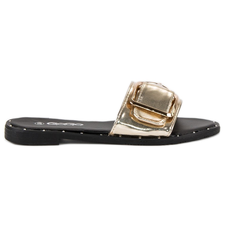Gogo chinelos dourados femininos preto amarelo