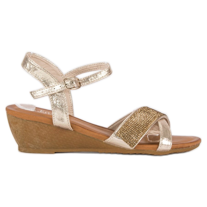 Sandálias de cunha dourada dourado