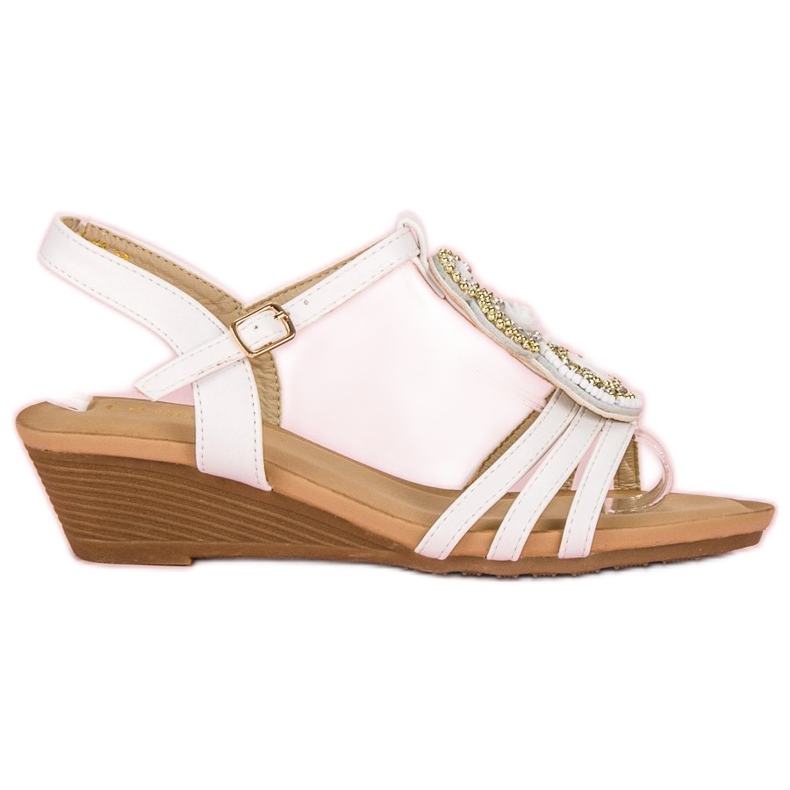 Ch. Creation Sandálias elegantes com salto baixo branco amarelo