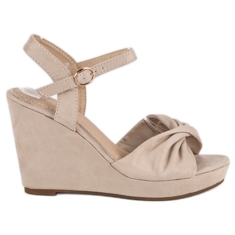 Annalisa Sandálias de cunha de camurça castanho