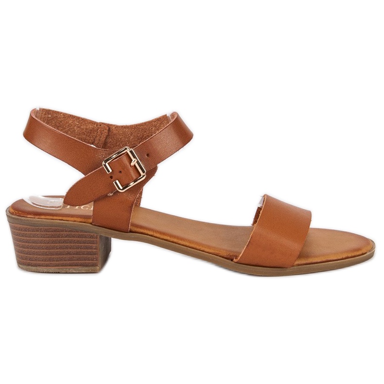Licean Sandálias de salto baixo castanho