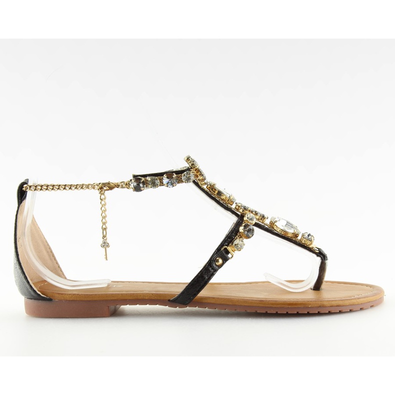 Chinelos com pedras pretas D-6526 Preto