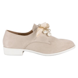 Tina&Co Brogues amarrados com pérolas marrom