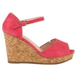 Super Me Sandálias com salto em cunha de cortiça rosa