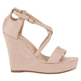 Sandálias de cunha de camurça castanho