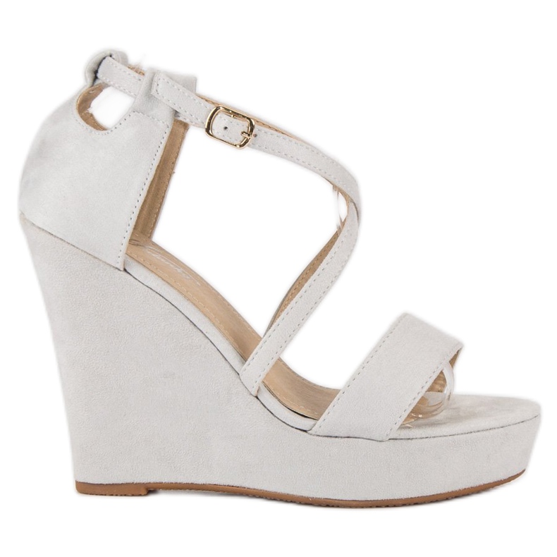 Sandálias de cunha de camurça cinza