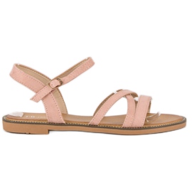Ch. Creation sandálias femininas de camurça rosa
