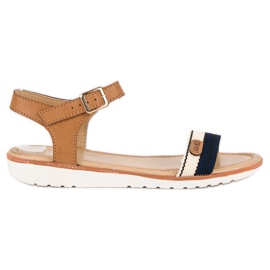 Laura Mode sandálias rasas de tecido marrom