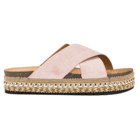 Bello Star flip-flops de plataforma rosa