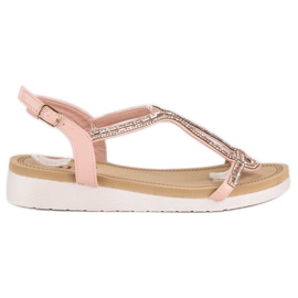 SDS Sandálias rasas confortáveis rosa SDS Sandálias rasas confortáveis rosa