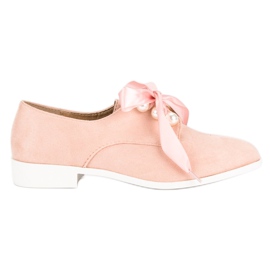 Tina&Co sapatos amarrados com pérolas rosa