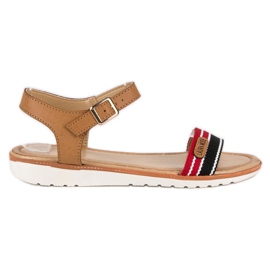 Laura Mode sandálias rasas de tecido marrom