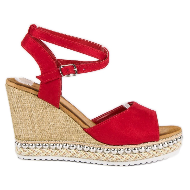 Best Shoes Sandálias de cunha vermelho