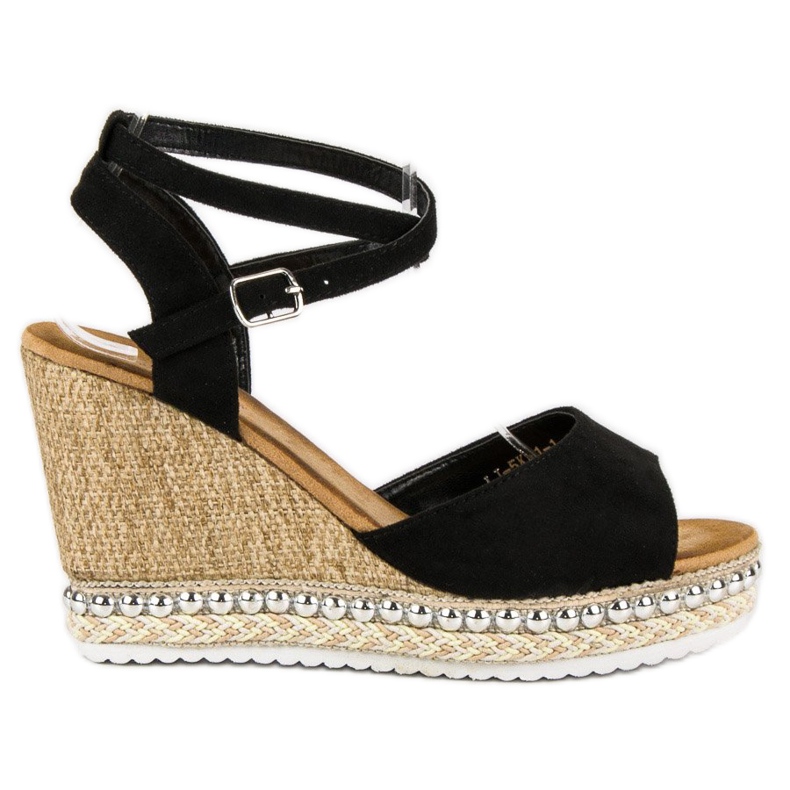 Best Shoes Sandálias de cunha preto