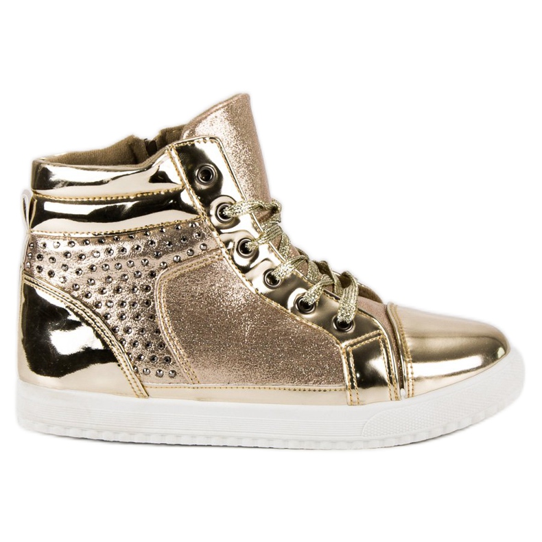 Tênis lacado acima do tornozelo amarelo