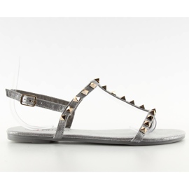 Sandálias delicadas com tachas cinzentas DD23 cinza