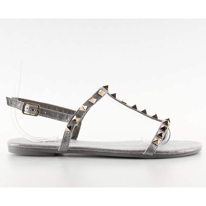 Sandálias delicadas com tachas cinzentas DD23 cinza