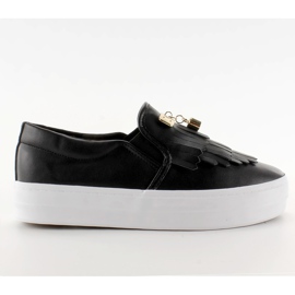 Sapatilhas slip-on com franjas A-25 Black preto