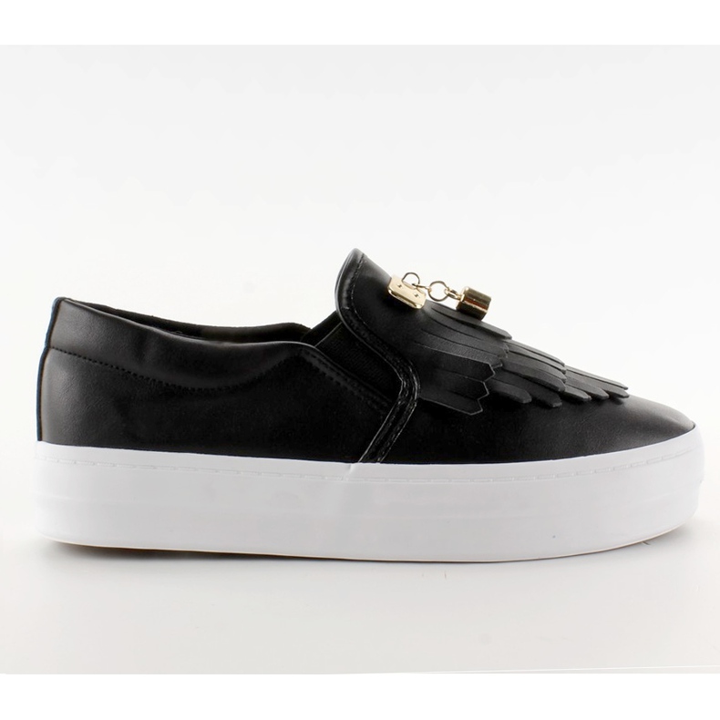 Sapatilhas slip-on com franjas A-25 Black preto