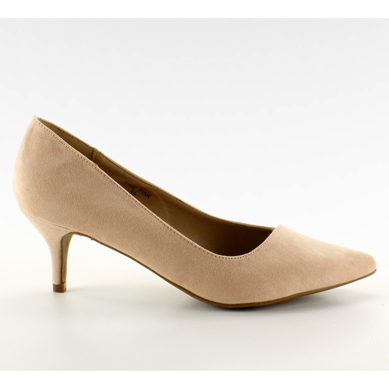 Bombas de camurça em um salto baixo ZH02 rosa