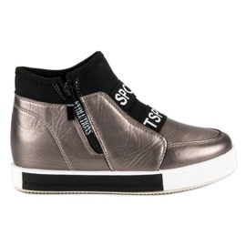 Tênis grafite com zíper marrom cinza