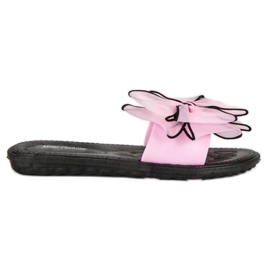 Chinelos com laço rosa