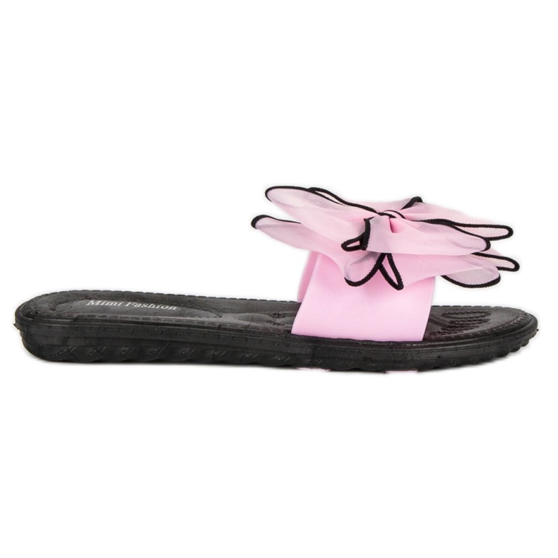 Chinelos com laço rosa