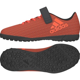 As chuteiras adidas X 17.4 Tf Jr. laranja