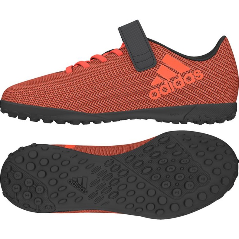 As chuteiras adidas X 17.4 Tf Jr. laranja
