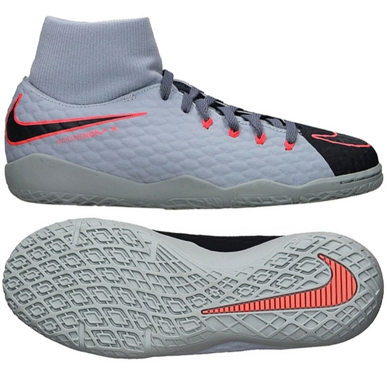 Tênis indoor Nike HypervenomX Phelon Iii Df Ic Jr 917774-400 cinza cinza Tênis indoor Nike HypervenomX Phelon Iii Df Ic Jr 917774-400 cinza cinza