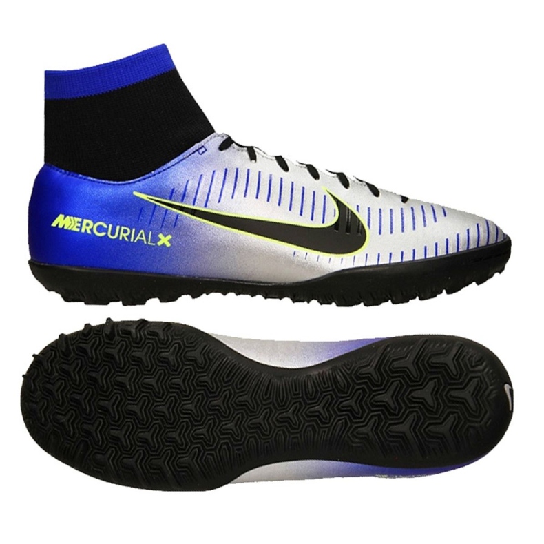Chuteiras Nike MercurialX Victory Vi Neymar Df Tf M 921514-407 verde, azul, cinza / prata azul
