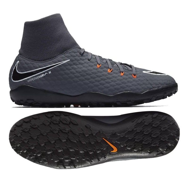 Chuteiras de futebol Nike Hypervenom PhantomX 3 Academy Df Tf M AH7276-081-S cinza cinza