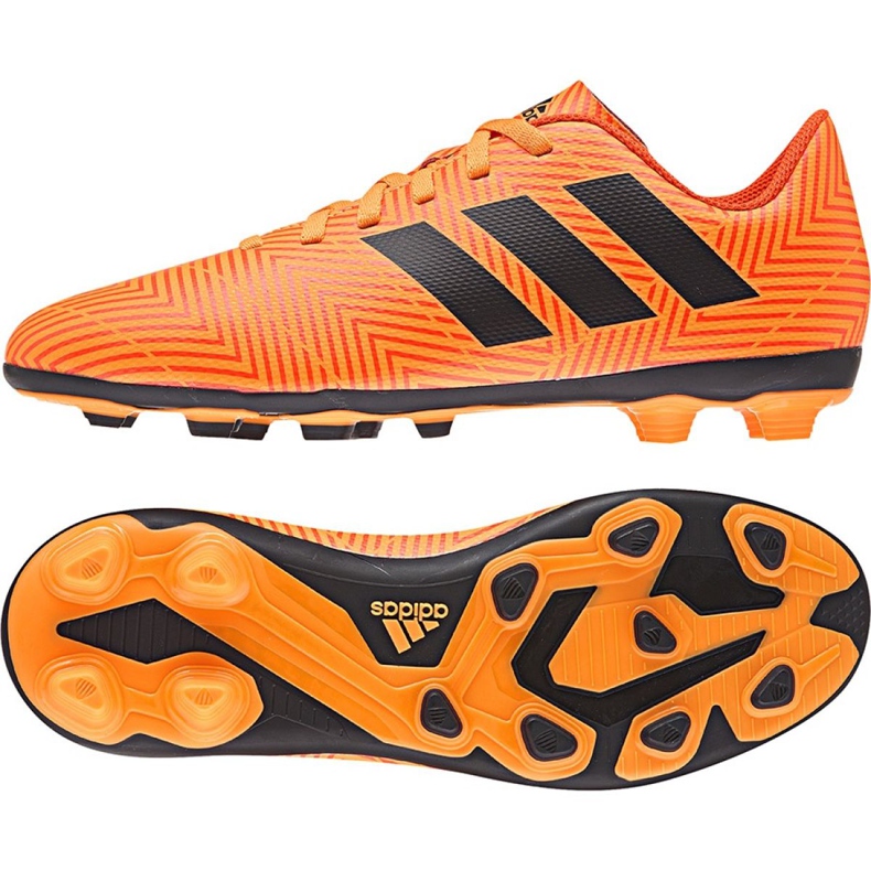 As chuteiras adidas Nemeziz 18.4 FxG Jr DB2355 multicolorido laranja