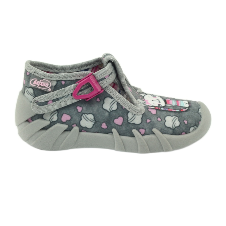 Chinelos gatinho Befado 110p326 branco cinza rosa