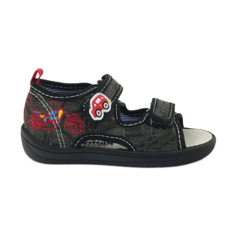 American Club Sandálias americanas sapatos infantis palmilha de couro preto cinza vermelho