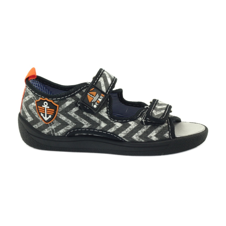 American Club Sandálias americanas sapatos infantis palmilha de couro preto laranja cinza