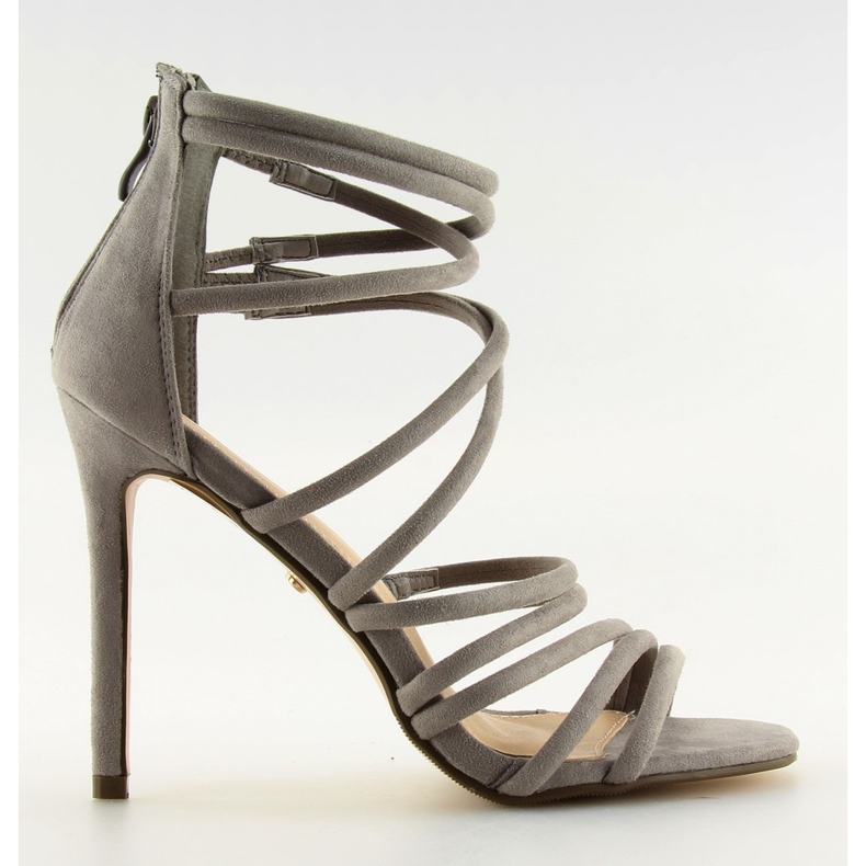 Sandália cinza com salto alto cinza LE039 cinza